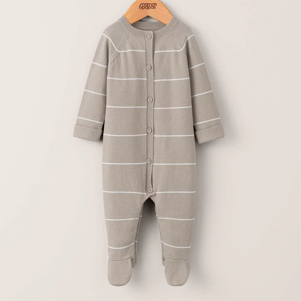 Stripe Knitted Wrap Over All in One