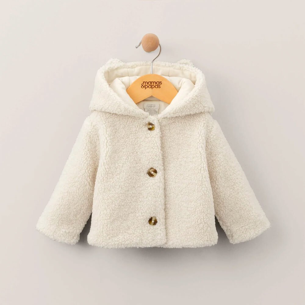 Cream Borg Hooded Jacket